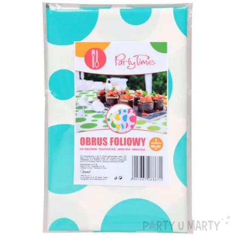 obrus foliowy grochy turkusowy arpex 130 x 100 cm
