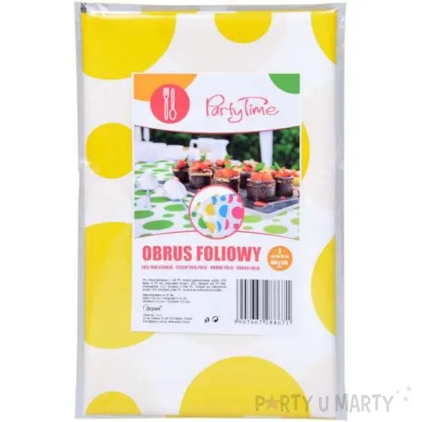 obrus foliowy grochy zolty arpex 130 x 100 cm