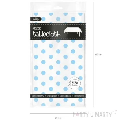 obrus foliowy groszki niebieski partypal 137 x 274 cm