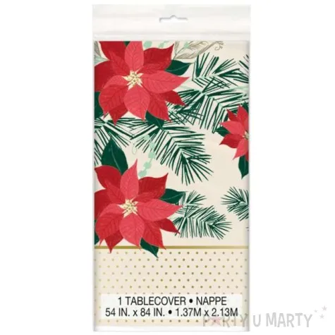 obrus foliowy gwiazda betlejemska poinsecja unique 213 x 137 cm