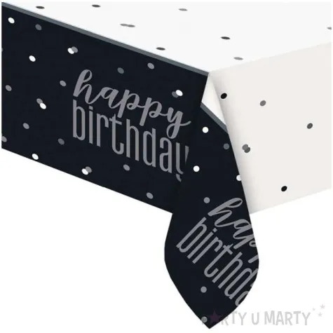 obrus foliowy happy birthday glitz czarny unique 213x137 cm