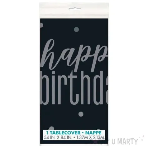 obrus foliowy happy birthday glitz czarny unique 213x137 cm