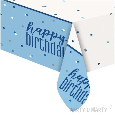 obrus foliowy happy birthday glitz niebieski unique 213x137 cm