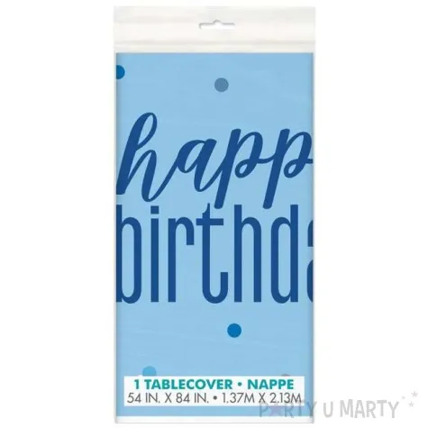 obrus foliowy happy birthday glitz niebieski unique 213x137 cm