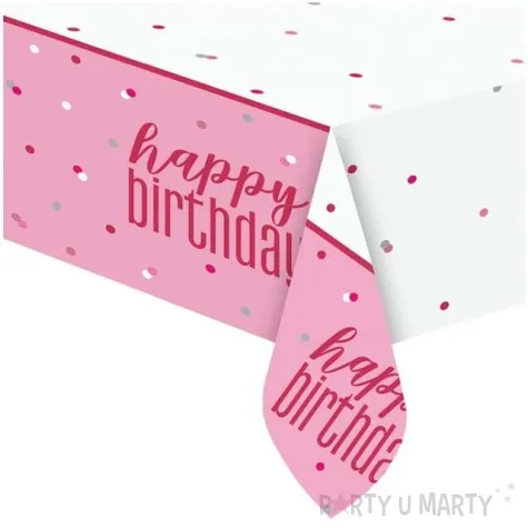 obrus foliowy happy birthday glitz rozowy unique 213x137 cm