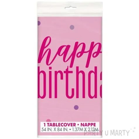 obrus foliowy happy birthday glitz rozowy unique 213x137 cm