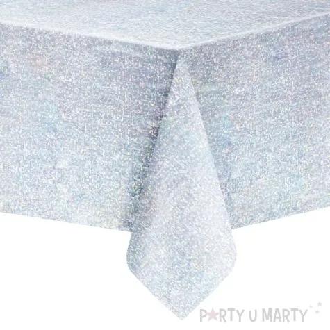 obrus foliowy holograficzny dwustronny czarno srebrny partypal 137x274 cm