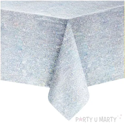 obrus foliowy holograficzny srebrny partypal 137 x 274 cm