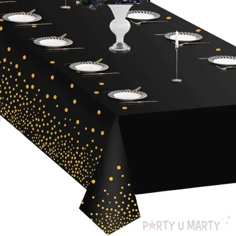 obrus foliowy konfetti czarny partypal 137 x 274 cm