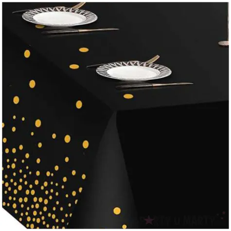 obrus foliowy konfetti czarny partypal 137 x 274 cm