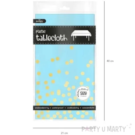 obrus foliowy konfetti niebieski partypal 137 x 274 cm
