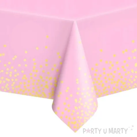 obrus foliowy konfetti rozowy partypal 137 x 274 cm