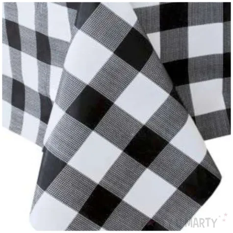 obrus foliowy kratka bialo czarny partypal 137 x 274cm