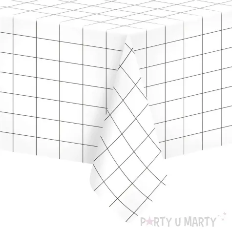 obrus foliowy kratka czarno biala partypal 137x274 cm
