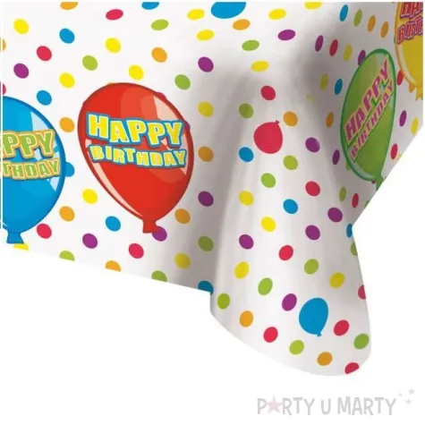 obrus foliowy kropki happy birthday folat 180 x 130 cm