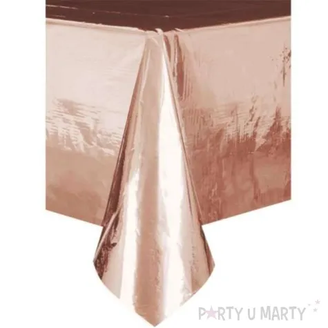 obrus foliowy metaliczny rozowe zloto dekoracjepolska 137 x 274 cm