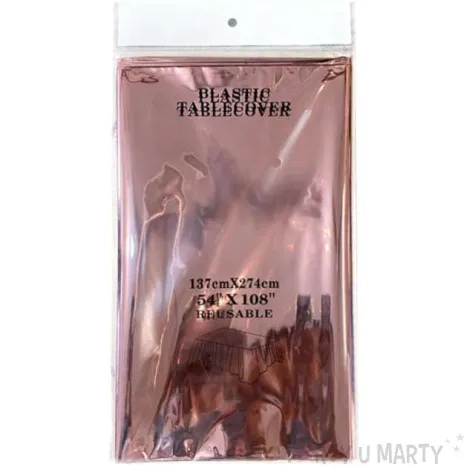 obrus foliowy metaliczny rozowe zloto dekoracjepolska 137 x 274 cm