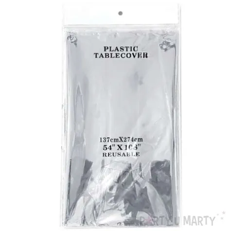 obrus foliowy metaliczny srebrny dekoracjepolska 137 x 274 cm