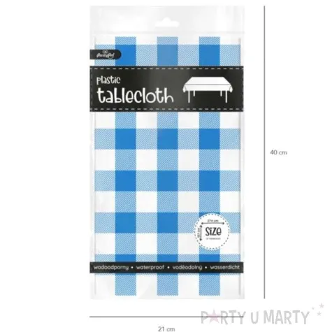 obrus foliowy niebieska kratka partypal 274x137 cm