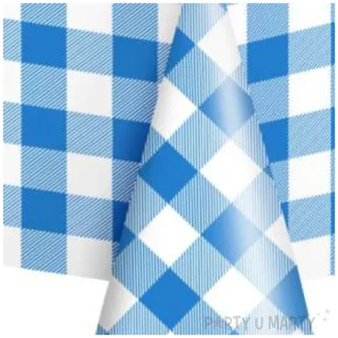 obrus foliowy niebieska kratka partypal 274x137 cm