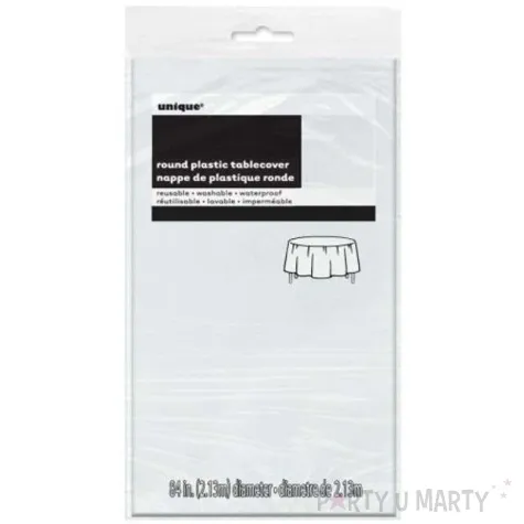 obrus foliowy okragly unique bialy 213 cm