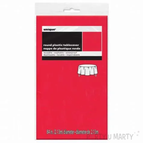 obrus foliowy okragly unique czerwony 213 cm