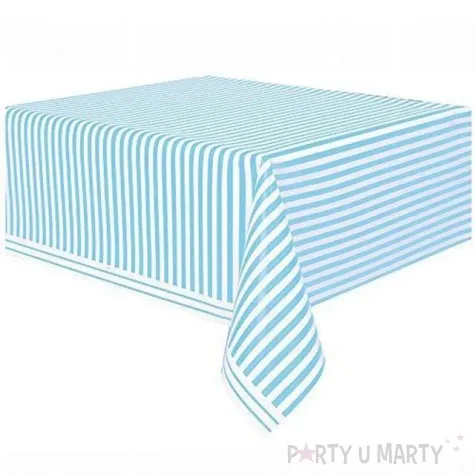 obrus foliowy paski blekitny unique 274 x 137 cm