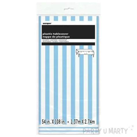 obrus foliowy paski blekitny unique 274 x 137 cm