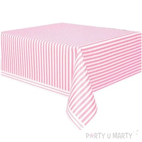 obrus foliowy paski rozowy unique 274 x 137 cm