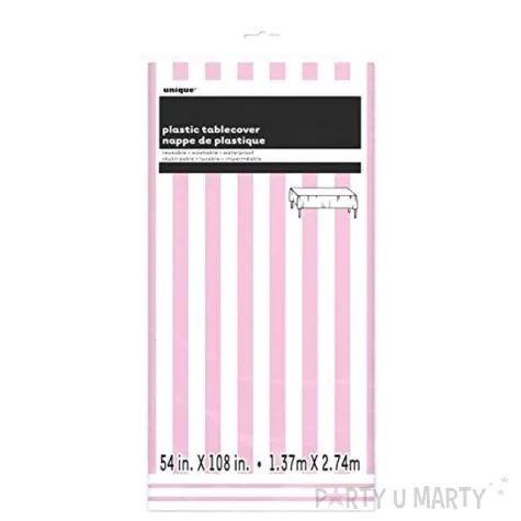 obrus foliowy paski rozowy unique 274 x 137 cm