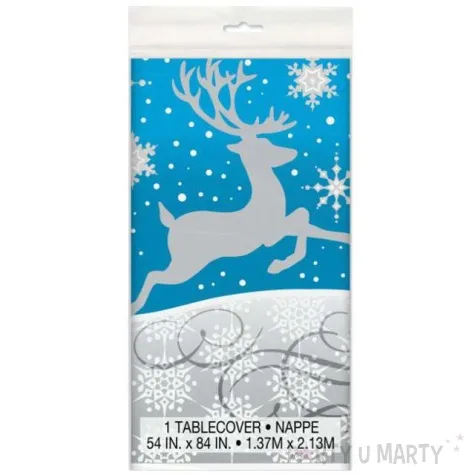 obrus foliowy sniezny renifer unique 213 x 137 cm