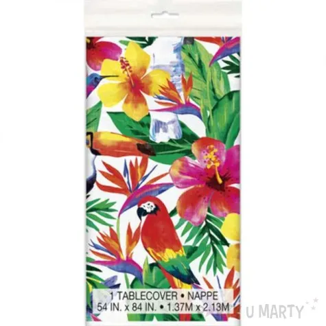 obrus foliowy tropikalny klimat rosliny i papugi mix unique 213 x 137 cm