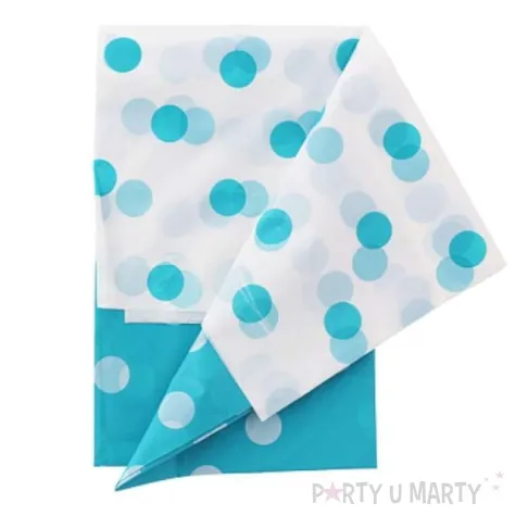 obrus foliowy w grochy blekitny 128x181 cm