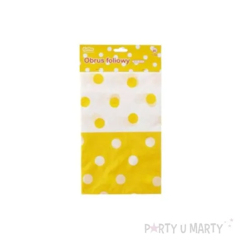 obrus foliowy w grochy zolty 128x181 cm