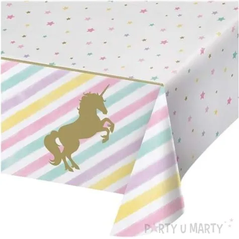 obrus foliowy zloty jednorozrec creativeparty 259 x 137 cm