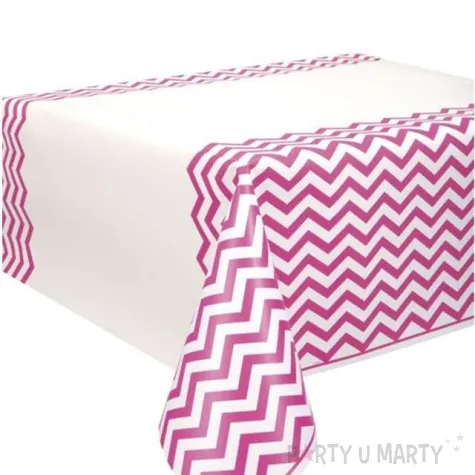 obrus foliowy zygzak rozowy unique 274 x 137 cm