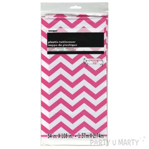 obrus foliowy zygzak rozowy unique 274 x 137 cm