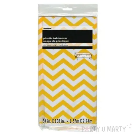 obrus foliowy zygzak zolty unique 274 x 137 cm