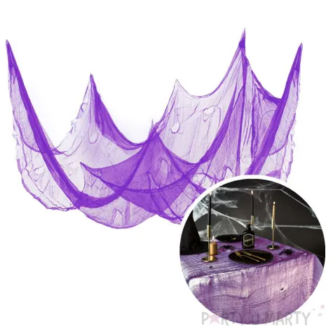 obrus halloweenowa pajeczyna fioletowy partypal 210 x 300 cm