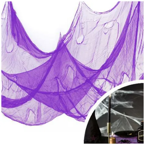 obrus halloweenowa pajeczyna fioletowy partypal 76 x 300 cm