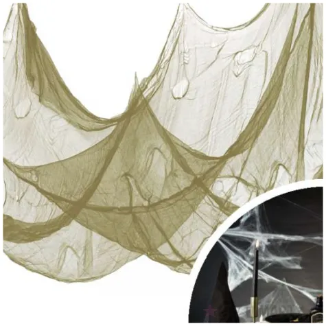 obrus halloweenowa pajeczyna oliwkowy partypal 76 x 300 cm