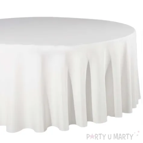 obrus materia owy okr g y bia y matowy partydeco 300 cm