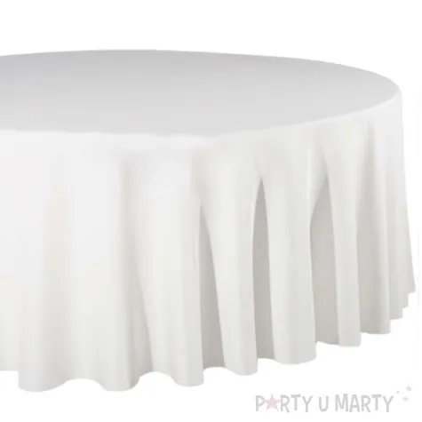 obrus materialowy okragly plamoodporny bialy matowy partydeco 230 x 230 cm