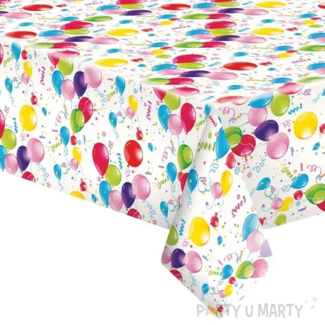 obrus papierowy balony z wstazkami mix maki 180 x 120 cm
