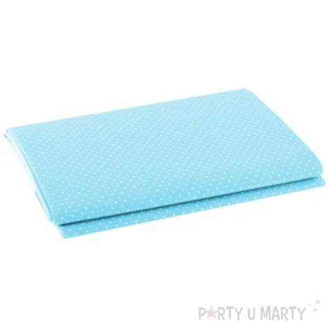 obrus papierowy biale kropki blekitny maki 180x120 cm