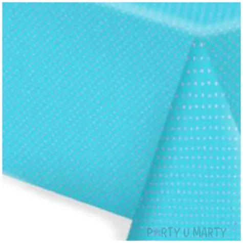 obrus papierowy biale kropki blekitny maki 180x120 cm