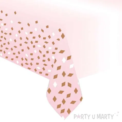 obrus papierowy impreza rozowo zloly amscan 180 x 120 cm