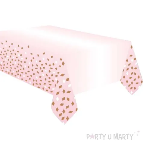 obrus papierowy impreza rozowo zloly amscan 180 x 120 cm