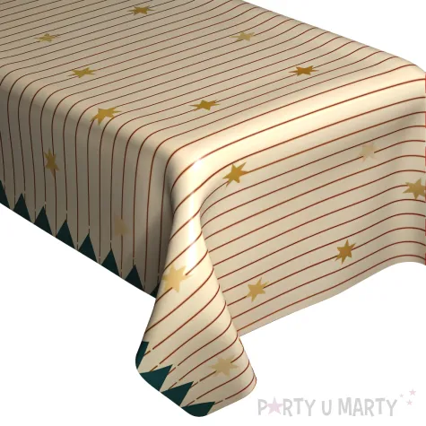 obrus papierowy jednorazowy cyrk gwiazdy dekoracja stolu na urodziny kremowy 180 x 120 cm