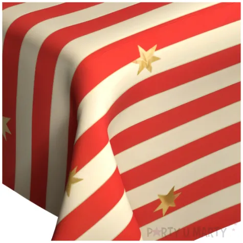 obrus papierowy jednorazowy cyrk pasy i gwiazdy dekoracja stolu na urodziny 180 x 120 cm